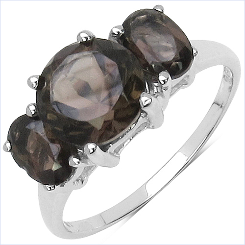 3.38 Carat Genuine Smoky Quartz .925 Sterling Silver Ring