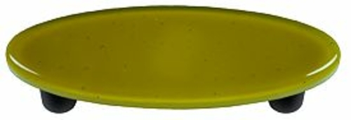 Hot Knobs HK1014-POB Chartreuse Oval Glass Cabinet Pull - Black Post