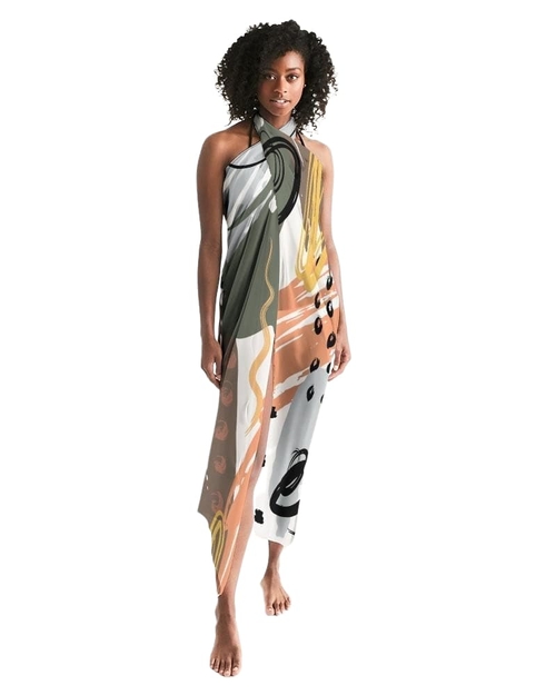 Sheer Circular Multicolor Green Swimsuit Cover Up