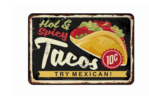Taco's 10 cent Vintage Metal 8 x 12 inch Tin Sign