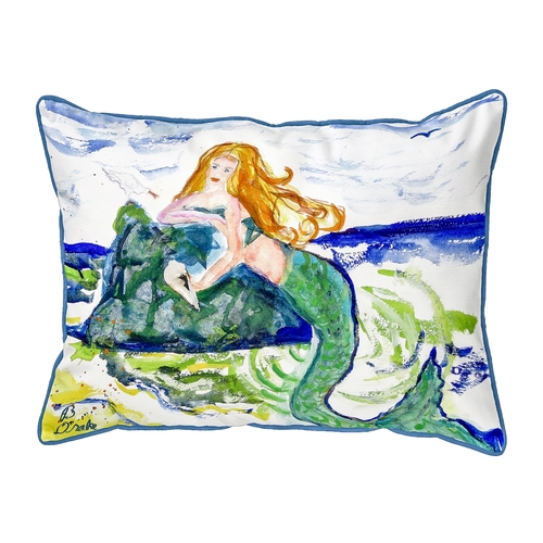 Betsy Drake SN805 11 x 14 in. Mermaid on Rock Small Pillow