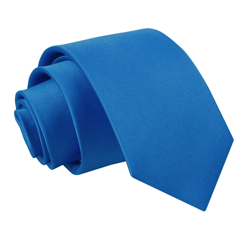 Plain Satin Slim Tie - Electric Blue