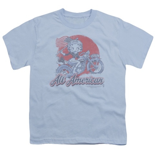 Trevco Boop-All American Biker - Short Sleeve Youth 18-1 Tee - Light B