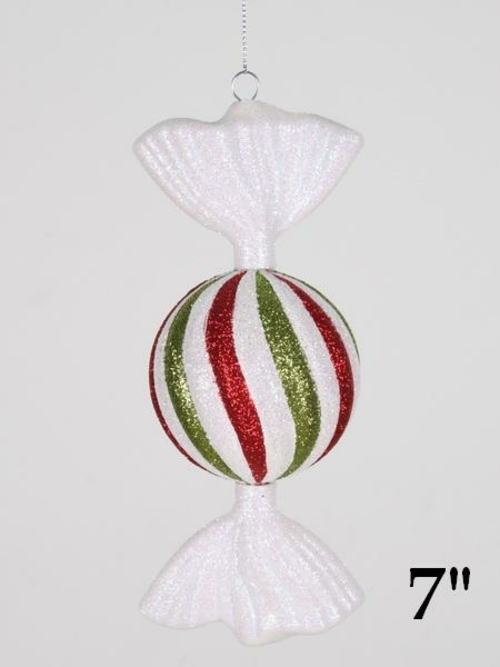 Queens of Christmas WL-ORN-CDY-2PK-SPL 7 in. Spiral Candy Ornament Red