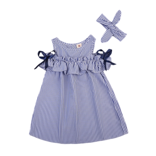 Babies Stripe off shoulder Ruffled Dress Baby Kids