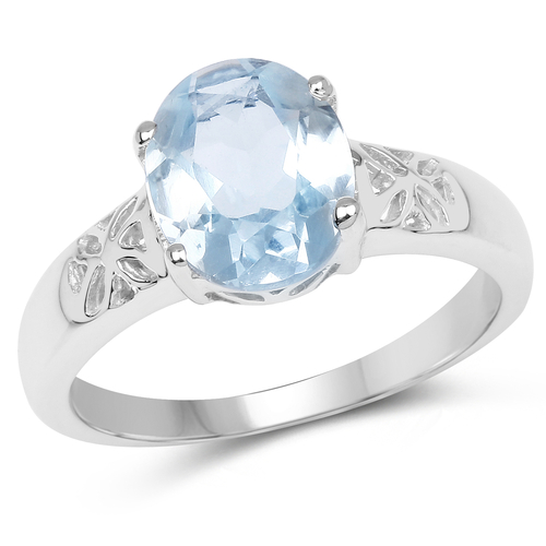 2.55 Carat Genuine Blue Topaz .925 Sterling Silver Ring