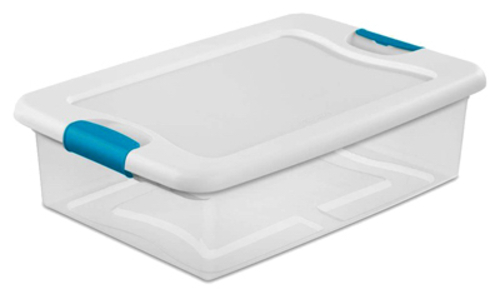 32 qt Latching Box with White Lid & Blue Latches