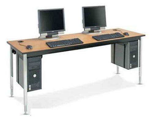 Smith Carrel 01573B OAK HPL Computer Table Adjustable Height