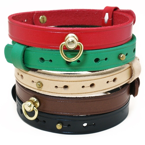 5 Colors Dog Collar Soft Genuine Leather Pet Puppy