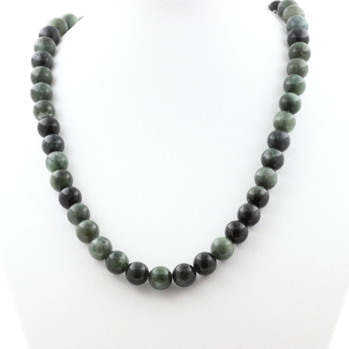 Collier perles Seraphinite 8 mm chaine en acier inoxydable