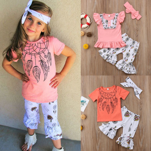 2018 Toddler Kid Baby Girl Campanula Floral Tops T