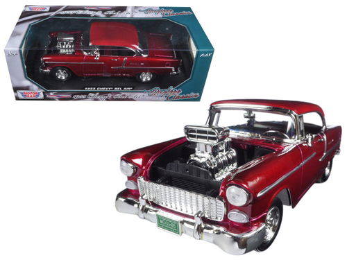 1955 Chevrolet Bel Air Burgundy With Blower Timeless Classics 1/18
