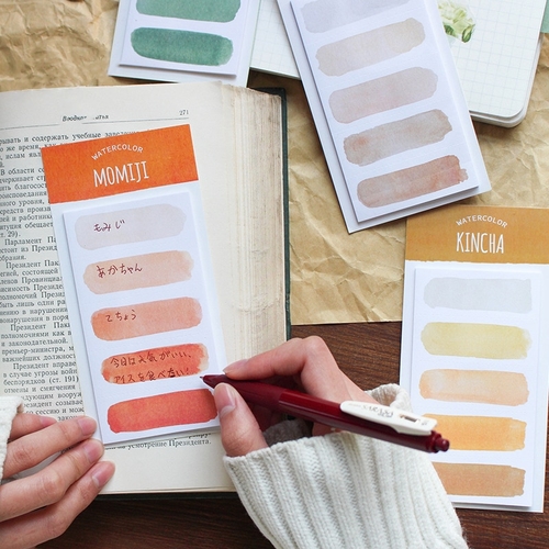 1PC Cute Watercolor Ink Sticker Bookmark
