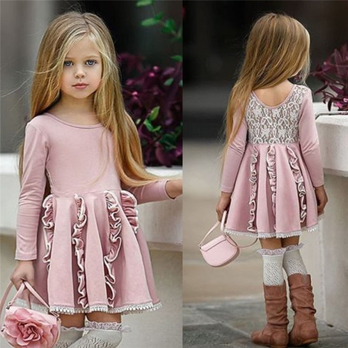 Lovely Kids Baby Girl Princess Dress Back Lace