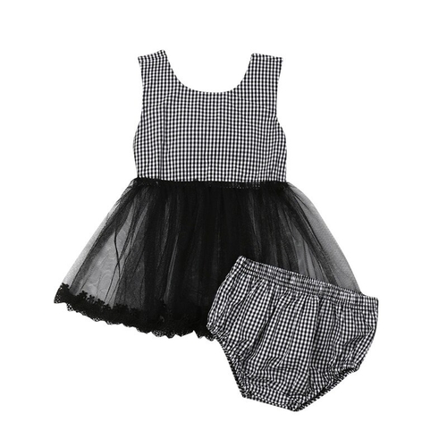 Cute Newborn Infant Baby Girl Plaid Clothes Sets