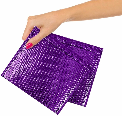 Metallic Purple Bubble Mailers 6 x 6.25, Poly Padded Envelopes Pack of