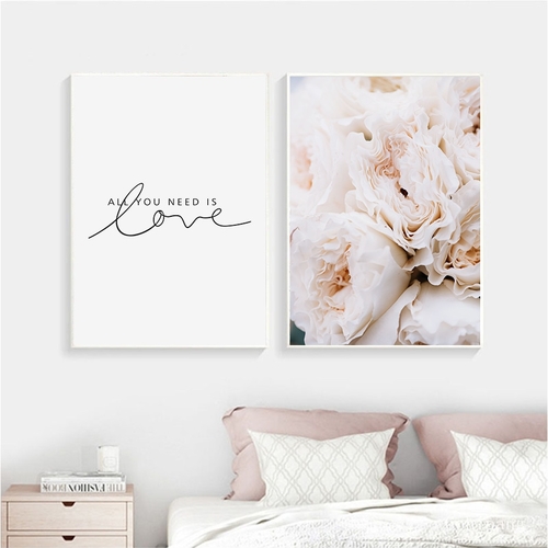 Modern Blush Pink Peonies All You Need is Love