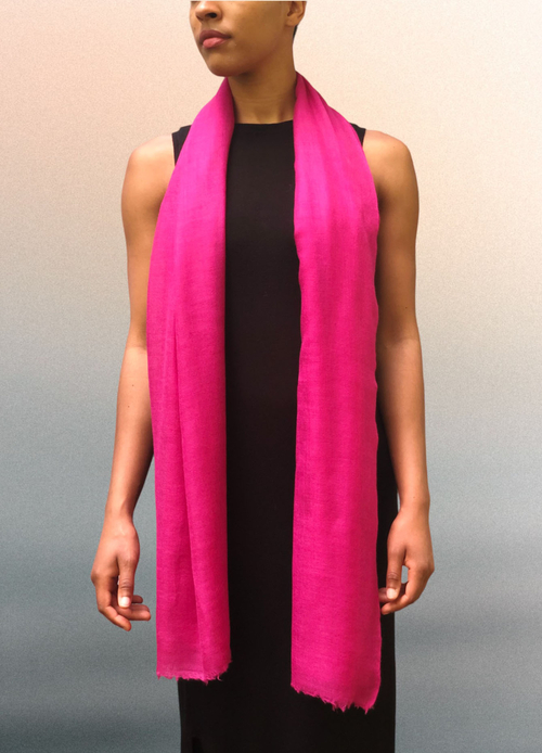 Fuchsia Cashmere Thin Weave Solid Scarf
