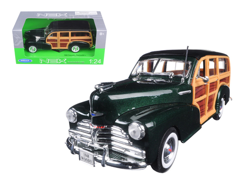 1948 Chevrolet Woody Wagon Fleetmaster Green 1/24 Diecast Model Car by