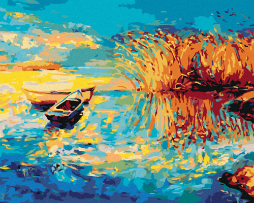 Paint by Numbers - PAINTED BOATS ON A LAKE