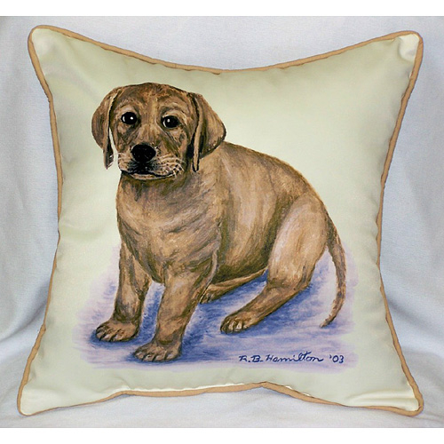 Betsy Drake HJ070 Yellow Lab Puppy Art Only Pillow 18"x18"