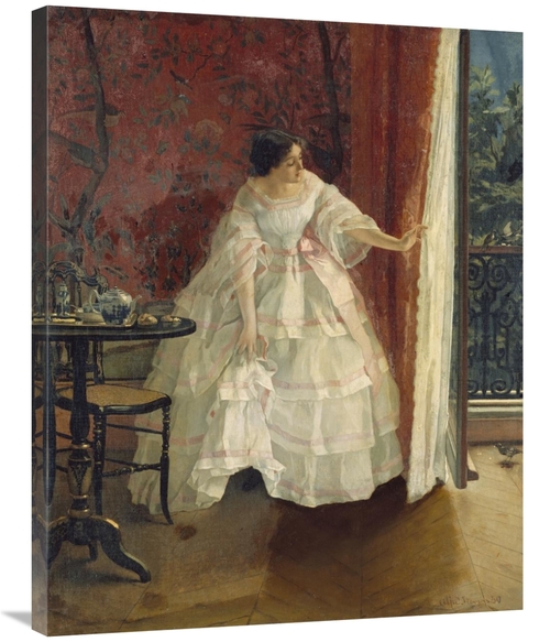 Global Gallery GCS-268554-36-142 36 in. Lady at a Window Feeding Birds