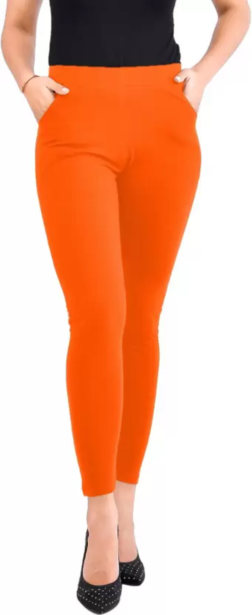 Ankle Length Ethnic Wear Legging  (Orange, Solid)