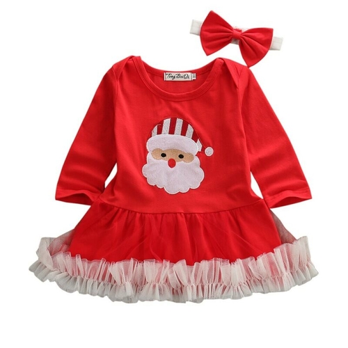Infant Christmas Dress Outfit Girl Baby First Xmas