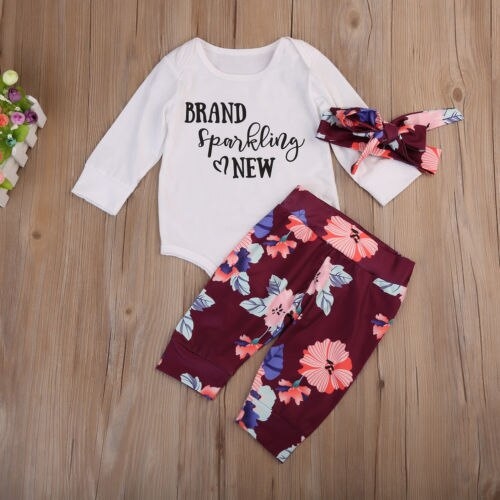 Toddler Baby Girls Flower Tops Long Sleeve Romper