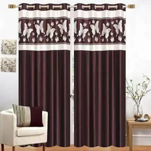 182 cm (6 ft) Polyester Semi Transparent Window Curtain (Pack Of 2) 