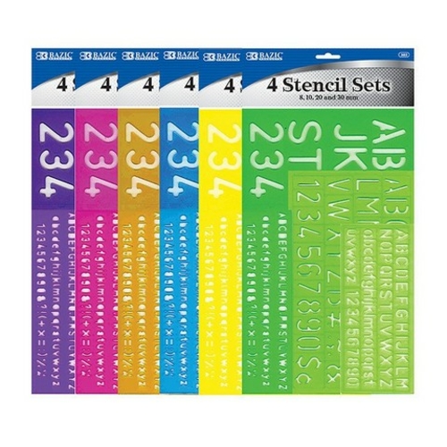 Bazic 302   8  10  20  30 mm Size Lettering Stencil Sets (4/Pack) Box 