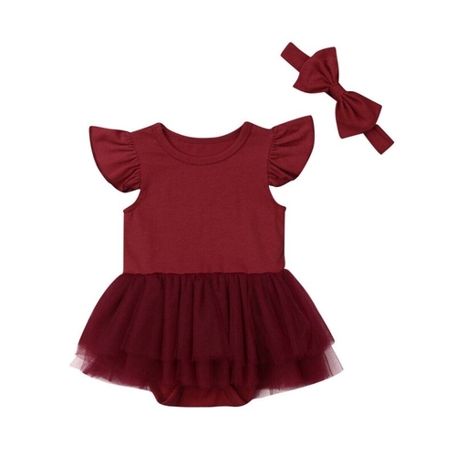 New Newborn Baby Girl Fly Sleeve Romper Tutu