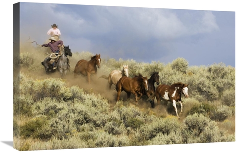 Global Gallery GCS-452592-2030-142 20 x 30 in. Cowboys Herding A Horse