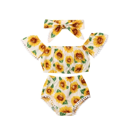 0-18M Cute Newborn Baby Girl Sunflower Clothes