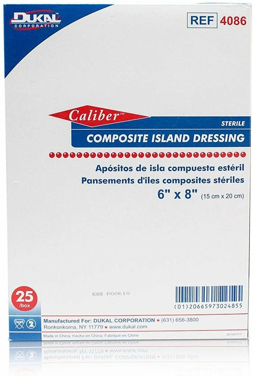 Dukal Composite Island Dressing. Case of 200 Adhesive Dressings 4" x