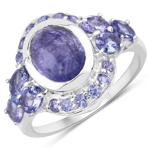 3.83 Carat Genuine Tanzanite .925 Sterling Silver Ring