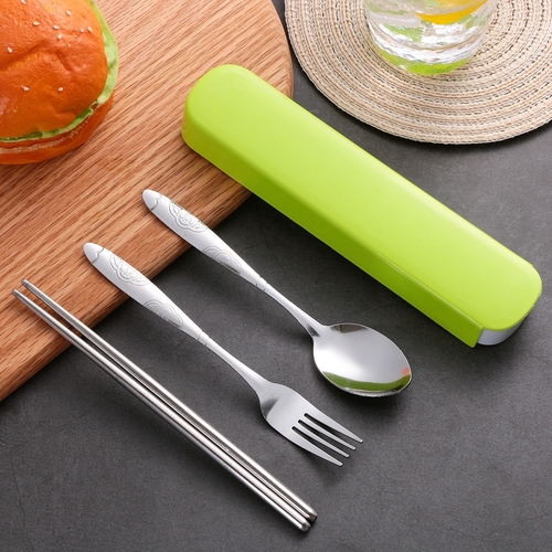 3PCS/Set Printing Camping Lunch Cutlery With Box