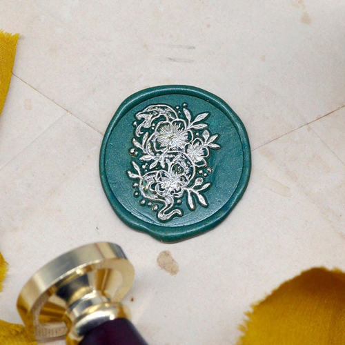Round Flower & Snake Stamp / Wedding Wax Seal Stamp