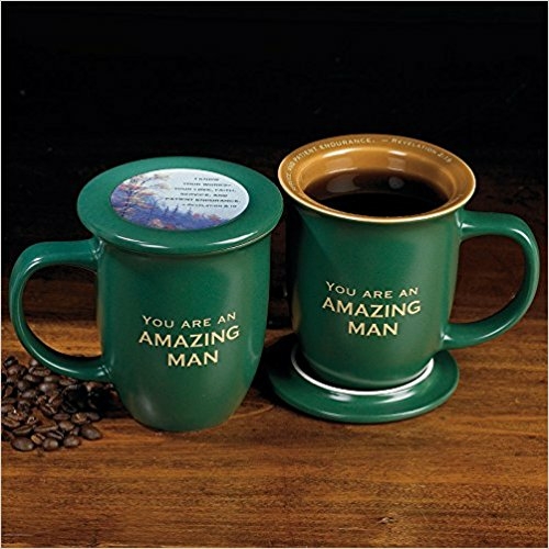 Abbey Press 14649X Mug-Amazing Man with Coaster-Green with Tan Interio