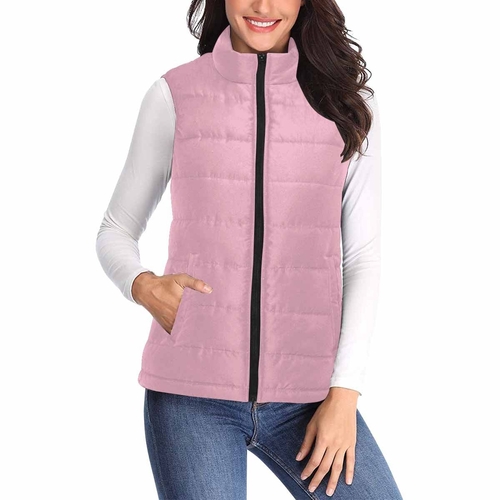 Womens Puffer Vest Jacket / Rosewater Red