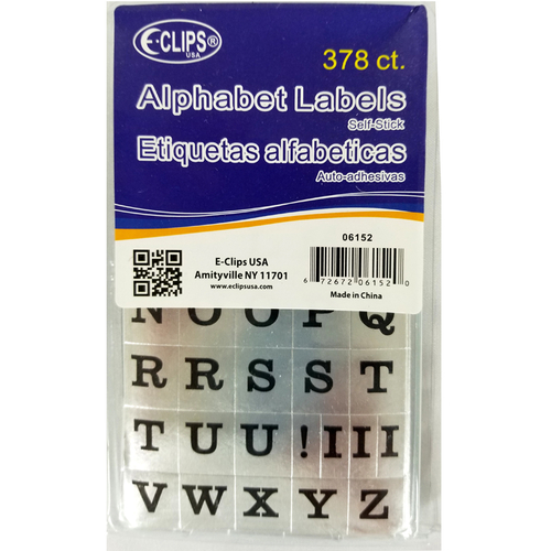 Alphabet Labels- Silver, 378 Per Pack