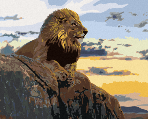 Zuty - Paint by Numbers - LION LYING ON A ROCK (AL AGNEW), 40x50 cm