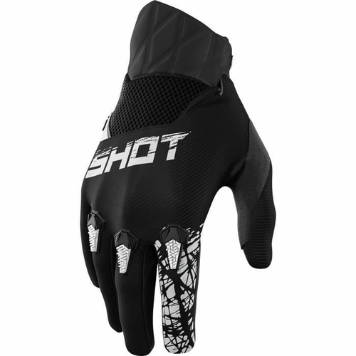 Motorbike Gloves Shot Race Gear Slam Cross Devo Black White Cross