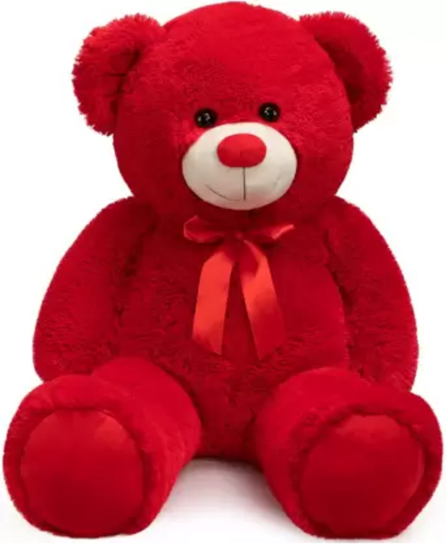 Stuffed Red teddy bear toy with heart and ribbon bow - 110 cm