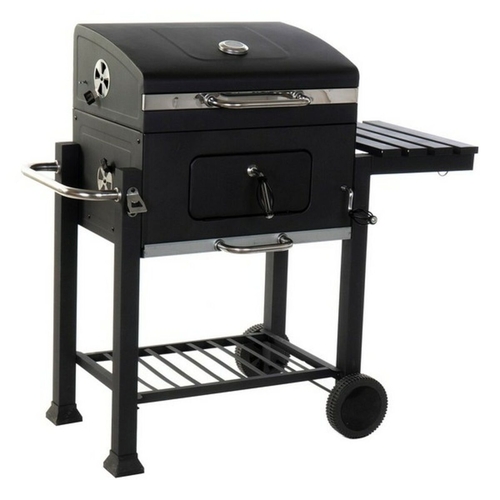 Coal Barbecue with Cover and Wheels DKD Home Decor Black Metal Steel