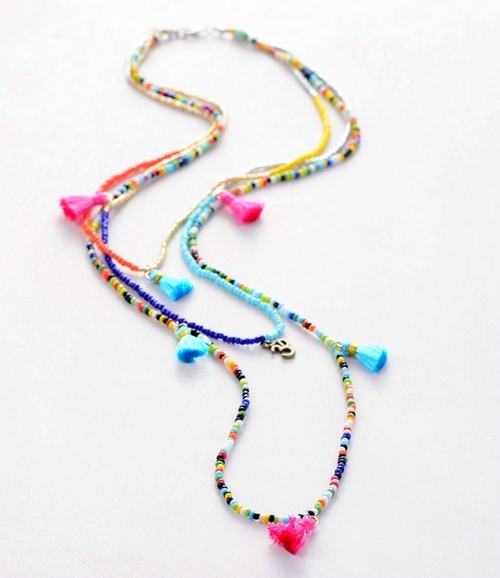 Multilayers Necklace Colorful Glass Beads with