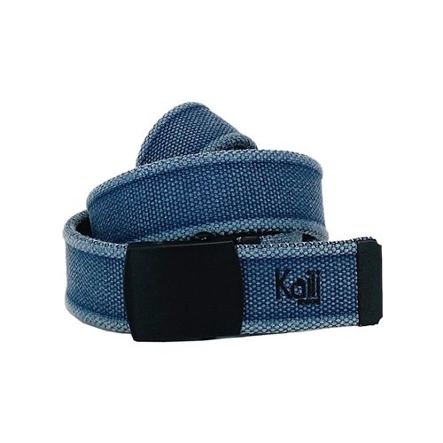 K4010DB | Cintura Nastro Canvas Stone Washed Col. Blu con Fibbia Nero