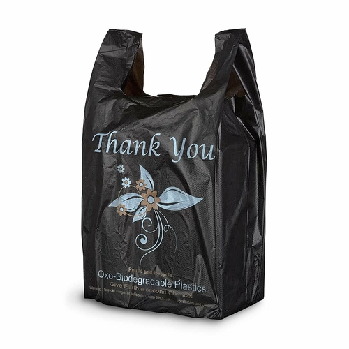 Pack of 400 Thank You Plastic Bags 18 x 8 x 32. Black Carry-Out