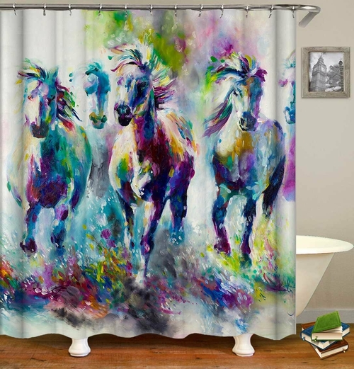 Horses Painting Art Shower Curtain