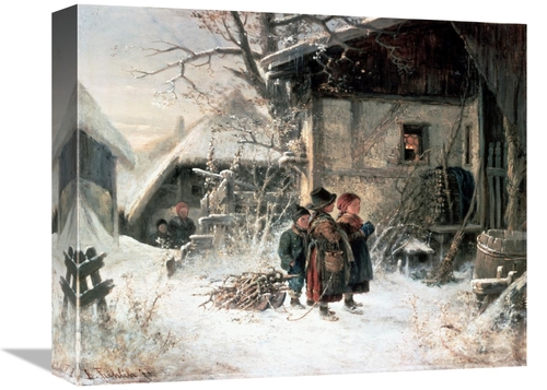 Global Gallery GCS-277607-16-142 16 in. Children in the Snow Art Print